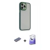 MARSİLYAN™- iPhone 13 Pro Max Kılıf Eksen Doku Prime - Siyah Bilvis 5in1 5D Magic Hayalet Cam Ekran Koruyucu + Renkli Kamera Lens Koruma Cam - MI