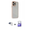 MARSİLYAN™- iPhone 13 Pro Max Kılıf Eksen Doku Prime - Siyah Bilvis 5in1 5D Magic Hayalet Cam Ekran Koruyucu + Pers Alüminyum Kamera Lens - LT