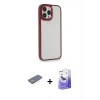 MARSİLYAN™- iPhone 13 Pro Max Kılıf Eksen Doku Prime - Siyah Bilvis 5in1 5D Magic Hayalet Cam Ekran Koruyucu + Renkli Kamera Lens Koruma Cam - SI