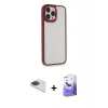 MARSİLYAN™- iPhone 13 Pro Max Kılıf Eksen Doku Prime - Siyah Bilvis 5in1 5D Magic Hayalet Cam Ekran Koruyucu + Pers Alüminyum Kamera Lens - LT