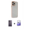 MARSİLYAN™- iPhone 13 Pro Max Kılıf Eksen Doku Prime - Siyah Bilvis 5in1 5D Magic Hayalet Cam Ekran Koruyucu + Neon Fosforlu Kamera Lens - BZ