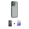 MARSİLYAN™- iPhone 13 Pro Max Kılıf Eksen Doku Prime - Siyah Bilvis 5in1 5D Magic Hayalet Cam Ekran Koruyucu + Neon Fosforlu Kamera Lens - YL