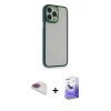 MARSİLYAN™- iPhone 13 Pro Max Kılıf Eksen Doku Prime - Siyah Bilvis 5in1 5D Magic Hayalet Cam Ekran Koruyucu + Pers Alüminyum Kamera Lens - GI