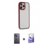 MARSİLYAN™- iPhone 13 Pro Max Kılıf Eksen Doku Prime - Siyah Bilvis 5in1 5D Magic Hayalet Cam Ekran Koruyucu + Neon Fosforlu Kamera Lens - BZ