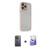 MARSİLYAN™- iPhone 13 Pro Max Kılıf Eksen Doku Prime - Siyah Bilvis 5in1 5D Magic Hayalet Cam Ekran Koruyucu + Neon Fosforlu Kamera Lens - YL