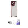MARSİLYAN™- iPhone 13 Pro Max Kılıf Eksen Doku Prime - Siyah Bilvis 5in1 5D Magic Hayalet Cam Ekran Koruyucu + Rainbow Kamera Lens Koruma Cam - MI