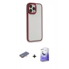 MARSİLYAN™- iPhone 13 Pro Max Kılıf Eksen Doku Prime - Siyah Bilvis 5in1 5D Magic Hayalet Cam Ekran Koruyucu + Renkli Kamera Lens Koruma Cam - TU