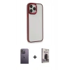 MARSİLYAN™- iPhone 13 Pro Max Kılıf Eksen Doku Prime - Siyah Bilvis Hayalet Cam Ekran Koruyucu + Neon Fosforlu Kamera Lens - BZ