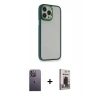 MARSİLYAN™- iPhone 13 Pro Max Kılıf Eksen Doku Prime - Siyah Bilvis Hayalet Cam Ekran Koruyucu + Neon Fosforlu Kamera Lens - BZ