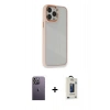 MARSİLYAN™- iPhone 13 Pro Max Kılıf Eksen Doku Prime - Siyah Bilvis Hayalet Cam Ekran Koruyucu + Neon Fosforlu Kamera Lens - BZ