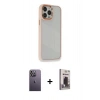 MARSİLYAN™- iPhone 13 Pro Max Kılıf Eksen Doku Prime - Siyah Bilvis Hayalet Cam Ekran Koruyucu + Neon Fosforlu Kamera Lens - BZ
