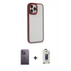 MARSİLYAN™- iPhone 13 Pro Max Kılıf Eksen Doku Prime - Siyah Bilvis Hayalet Cam Ekran Koruyucu + Neon Fosforlu Kamera Lens - BZ