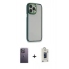 MARSİLYAN™- iPhone 13 Pro Max Kılıf Eksen Doku Prime - Siyah Bilvis Hayalet Cam Ekran Koruyucu + Neon Fosforlu Kamera Lens - BZ