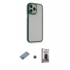 MARSİLYAN™- iPhone 13 Pro Max Kılıf Eksen Doku Prime - Siyah Bilvis Hayalet Cam Ekran Koruyucu + Shine Kamera Lens Koruma Cam - GI