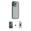 MARSİLYAN™- iPhone 13 Pro Max Kılıf Eksen Doku Prime - Siyah Bilvis Hayalet Cam Ekran Koruyucu + Mavi Neon Fosforlu Kamera Lens