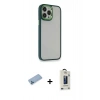 MARSİLYAN™- iPhone 13 Pro Max Kılıf Eksen Doku Prime - Siyah Bilvis Hayalet Cam Ekran Koruyucu + Shine Kamera Lens Koruma Cam - MI