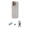 MARSİLYAN™- iPhone 13 Pro Max Kılıf Eksen Doku Prime - Siyah Bilvis Hayalet Cam Ekran Koruyucu + Shine Kamera Lens Koruma Cam - MI