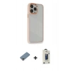 MARSİLYAN™- iPhone 13 Pro Max Kılıf Eksen Doku Prime - Siyah Bilvis Hayalet Cam Ekran Koruyucu + Mor Metal Kamera Lens Koruma Cam
