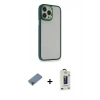 MARSİLYAN™- iPhone 13 Pro Max Kılıf Eksen Doku Prime - Siyah Bilvis Hayalet Cam Ekran Koruyucu + Mor Metal Kamera Lens Koruma Cam