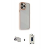 MARSİLYAN™- iPhone 13 Pro Max Kılıf Eksen Doku Prime - Siyah Bilvis Hayalet Cam Ekran Koruyucu + Rainbow Kamera Lens Koruma Cam - MR