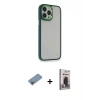 MARSİLYAN™- iPhone 13 Pro Max Kılıf Eksen Doku Prime - Siyah Bilvis Hayalet Cam Ekran Koruyucu + Shine Kamera Lens Koruma Cam - PE