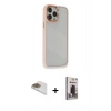 MARSİLYAN™- iPhone 13 Pro Max Kılıf Eksen Doku Prime - Siyah Bilvis Hayalet Cam Ekran Koruyucu + Pers Alüminyum Kamera Lens - GD