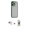 MARSİLYAN™- iPhone 13 Pro Max Kılıf Eksen Doku Prime - Siyah Bilvis Hayalet Cam Ekran Koruyucu + Pers Alüminyum Kamera Lens - SABE