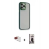 MARSİLYAN™- iPhone 13 Pro Max Kılıf Eksen Doku Prime - Siyah Bilvis Hayalet Cam Ekran Koruyucu + Pers Alüminyum Kamera Lens - KI