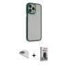 MARSİLYAN™- iPhone 13 Pro Max Kılıf Eksen Doku Prime - Siyah Bilvis Hayalet Cam Ekran Koruyucu + Pers Alüminyum Kamera Lens - GD