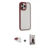 MARSİLYAN™- iPhone 13 Pro Max Kılıf Eksen Doku Prime - Siyah Bilvis Hayalet Cam Ekran Koruyucu + Pers Alüminyum Kamera Lens - KI