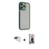 MARSİLYAN™- iPhone 13 Pro Max Kılıf Eksen Doku Prime - Siyah Bilvis Hayalet Cam Ekran Koruyucu + Pers Alüminyum Kamera Lens - LT
