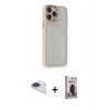 MARSİLYAN™- iPhone 13 Pro Max Kılıf Eksen Doku Prime - Siyah Bilvis Hayalet Cam Ekran Koruyucu + Pers Alüminyum Kamera Lens - LT