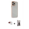 MARSİLYAN™- iPhone 13 Pro Max Kılıf Eksen Doku Prime - Siyah Bilvis Hayalet Cam Ekran Koruyucu + Pers Alüminyum Kamera Lens - KI