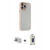MARSİLYAN™- iPhone 13 Pro Max Kılıf Eksen Doku Prime - Siyah Bilvis Hayalet Cam Ekran Koruyucu + Rainbow Kamera Lens Koruma Cam - BZ