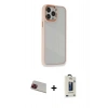 MARSİLYAN™- iPhone 13 Pro Max Kılıf Eksen Doku Prime - Siyah Bilvis Hayalet Cam Ekran Koruyucu + Rainbow Kamera Lens Koruma Cam - KI
