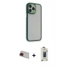 MARSİLYAN™- iPhone 13 Pro Max Kılıf Eksen Doku Prime - Siyah Bilvis Hayalet Cam Ekran Koruyucu + Rainbow Kamera Lens Koruma Cam - KI