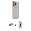 MARSİLYAN™- iPhone 13 Pro Max Kılıf Eksen Doku Prime - Siyah Bilvis Hayalet Cam Ekran Koruyucu + Renkli Kamera Lens Koruma Cam - MI