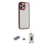 MARSİLYAN™- iPhone 13 Pro Max Kılıf Eksen Doku Prime - Siyah Bilvis Hayalet Cam Ekran Koruyucu + Renkli Kamera Lens Koruma Cam - MI