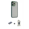 MARSİLYAN™- iPhone 13 Pro Max Kılıf Eksen Doku Prime - Siyah Bilvis Hayalet Cam Ekran Koruyucu + Renkli Kamera Lens Koruma Cam - SI