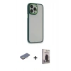 MARSİLYAN™- iPhone 13 Pro Max Kılıf Eksen Doku Prime - Siyah Bilvis Hayalet Cam Ekran Koruyucu + Sarı Renkli Kamera Lens Koruma Cam