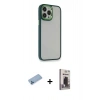 MARSİLYAN™- iPhone 13 Pro Max Kılıf Eksen Doku Prime - Siyah Bilvis Hayalet Cam Ekran Koruyucu + Shine Kamera Lens Koruma Cam - MI