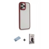 MARSİLYAN™- iPhone 13 Pro Max Kılıf Eksen Doku Prime - Siyah Bilvis Hayalet Cam Ekran Koruyucu + Shine Kamera Lens Koruma Cam - MI