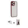MARSİLYAN™- iPhone 13 Pro Max Kılıf Eksen Doku Prime - Siyah Bilvis Hayalet Cam Ekran Koruyucu + Pers Alüminyum Kamera Lens - SABE