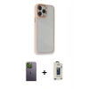 MARSİLYAN™- iPhone 13 Pro Max Kılıf Eksen Doku Prime - Siyah Bilvis Hayalet Cam Ekran Koruyucu + Yeşil Neon Fosforlu Kamera Lens