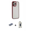 MARSİLYAN™- iPhone 13 Pro Max Kılıf Eksen Doku Prime - Siyah Bilvis Hayalet Cam Ekran Koruyucu + Renkli Kamera Lens Koruma Cam - YL