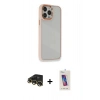 MARSİLYAN™- iPhone 13 Pro Max Kılıf Eksen Doku Prime - Siyah Joko 5D Cam + Gold Raze Metal Kamera Lens