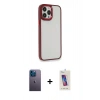 MARSİLYAN™- iPhone 13 Pro Max Kılıf Eksen Doku Prime - Siyah Joko 5D Cam + Mavi Neon Fosforlu Kamera Lens