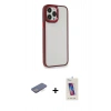 MARSİLYAN™- iPhone 13 Pro Max Kılıf Eksen Doku Prime - Siyah Joko 5D Cam + Renkli Kamera Lens Koruma Cam - MI