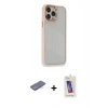 MARSİLYAN™- iPhone 13 Pro Max Kılıf Eksen Doku Prime - Siyah Joko 5D Cam + Renkli Kamera Lens Koruma Cam - MI