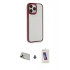 MARSİLYAN™- iPhone 13 Pro Max Kılıf Eksen Doku Prime - Siyah Joko 5D Cam + Rainbow Kamera Lens Koruma Cam - BZ